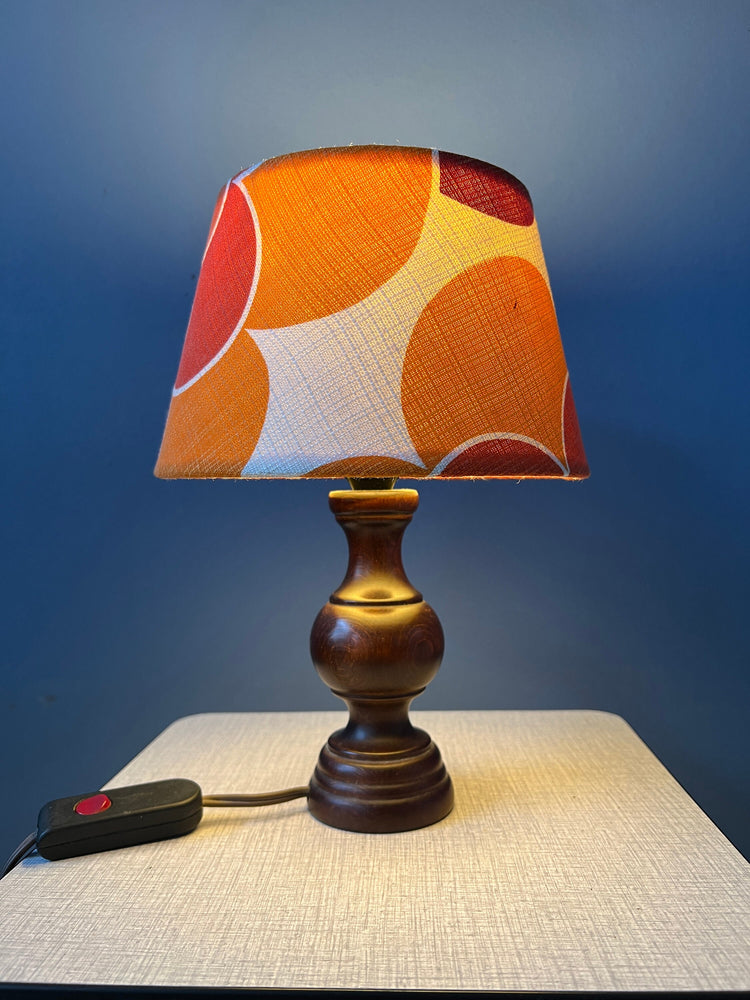 Vintage Space Age Table Lamp with Orange Textile Shade
