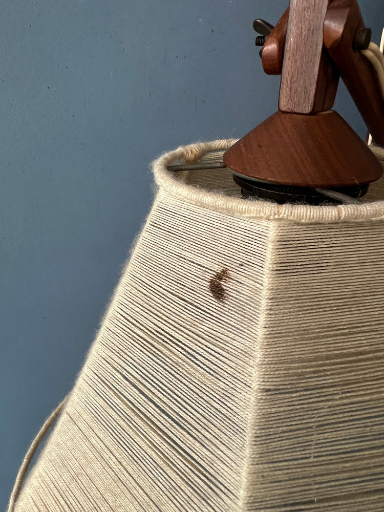 Vintage Wooden Scissor Wall Lamp with Rope Shade