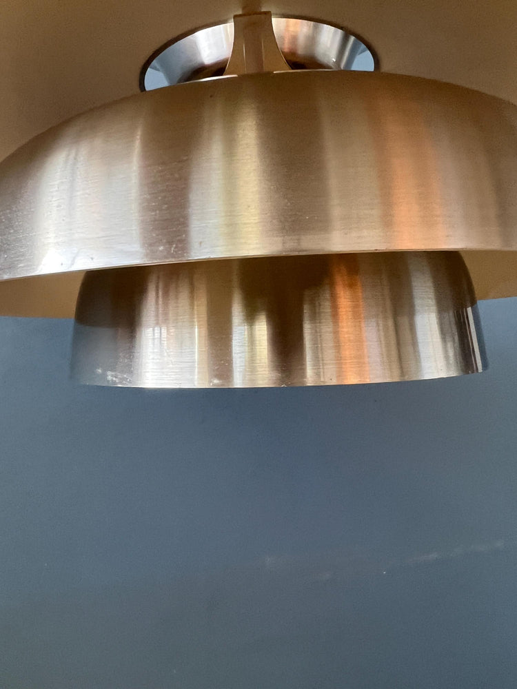Large Stainless Steel Danish Mid Century Pendant Lamp
