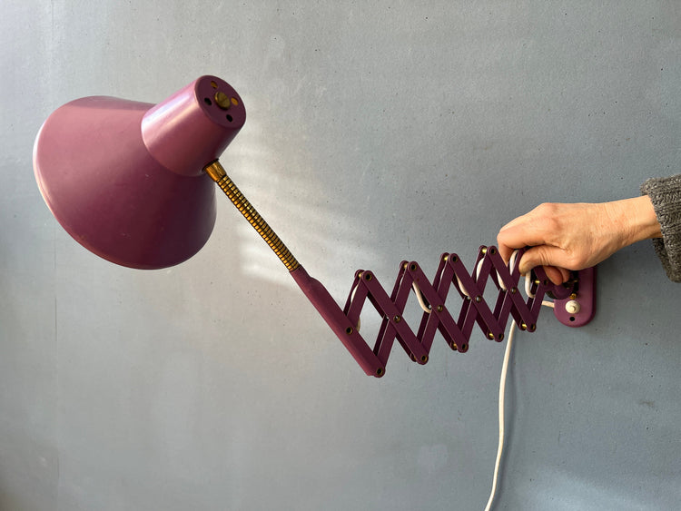 Purple Vintage Space Age Scissor Wall Lamp