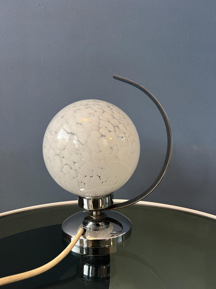 Vintage Chrome Table Lamp with Glass Shade