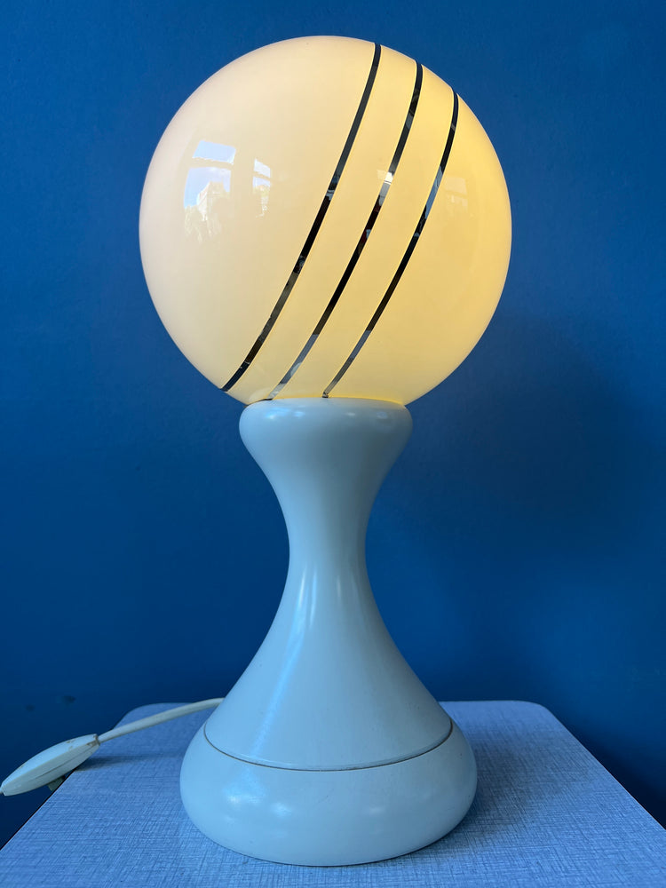 White Opaline Glass Space Age Table Lamp