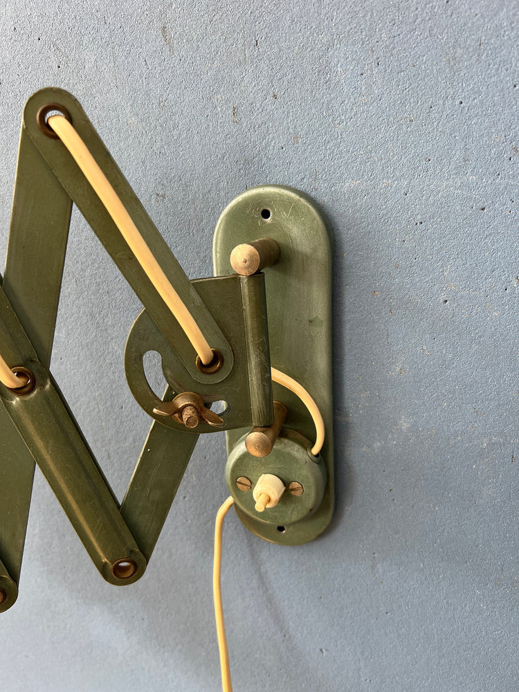 Green Metal Industrial Bauhaus Scissor Wall Lamp