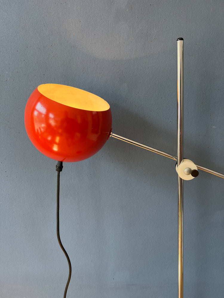 Vintage Red Floor Lamp - Eyeball - Space Age - Mid Century Standing Light