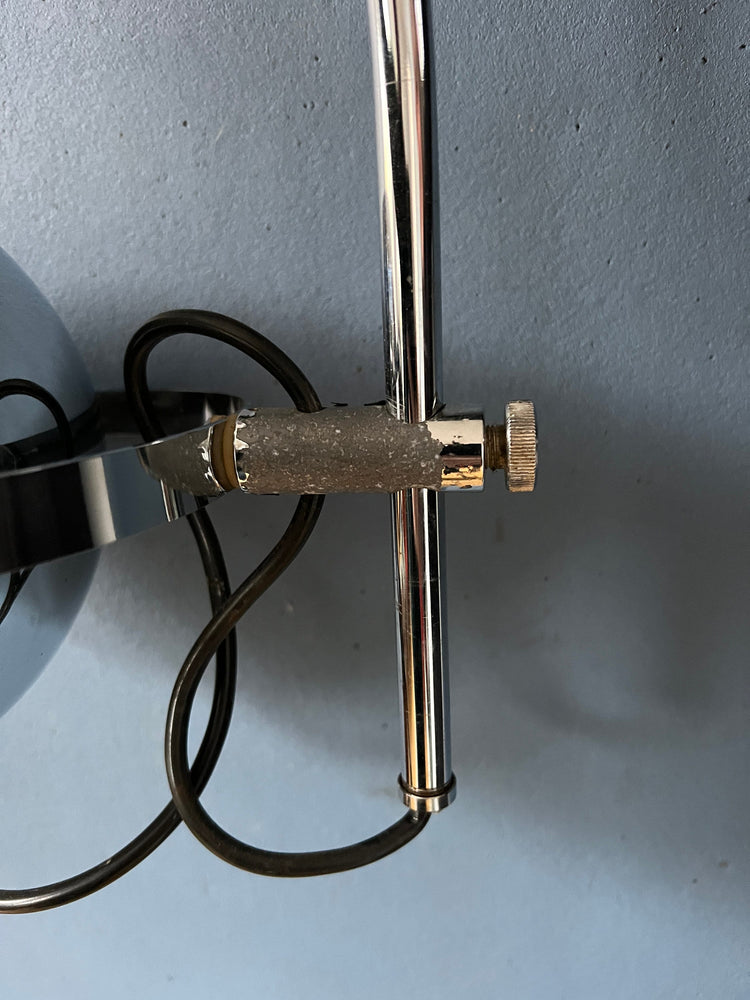 Mid Century Chrome Herda Eyeball Wall Light | Space Age Arc Lamp | 70s Light Fixture