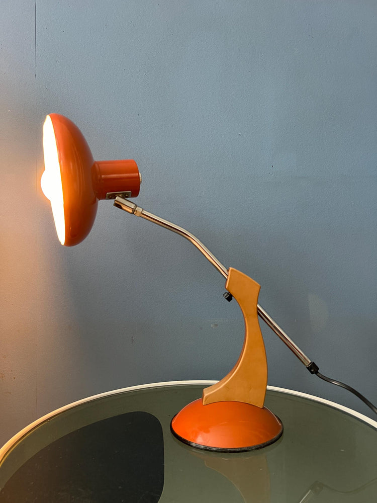 Massive Orange and Brown Fase Style Space Age Desk Lamp