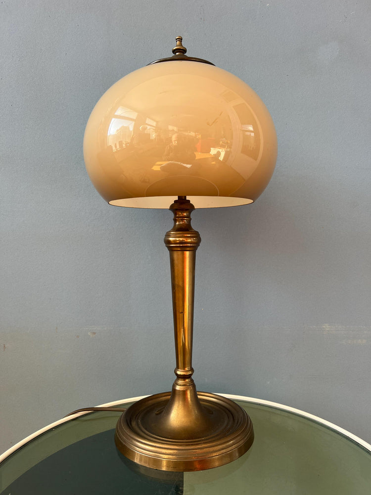 Vintage Mushroom Table Lamp with Brass Base