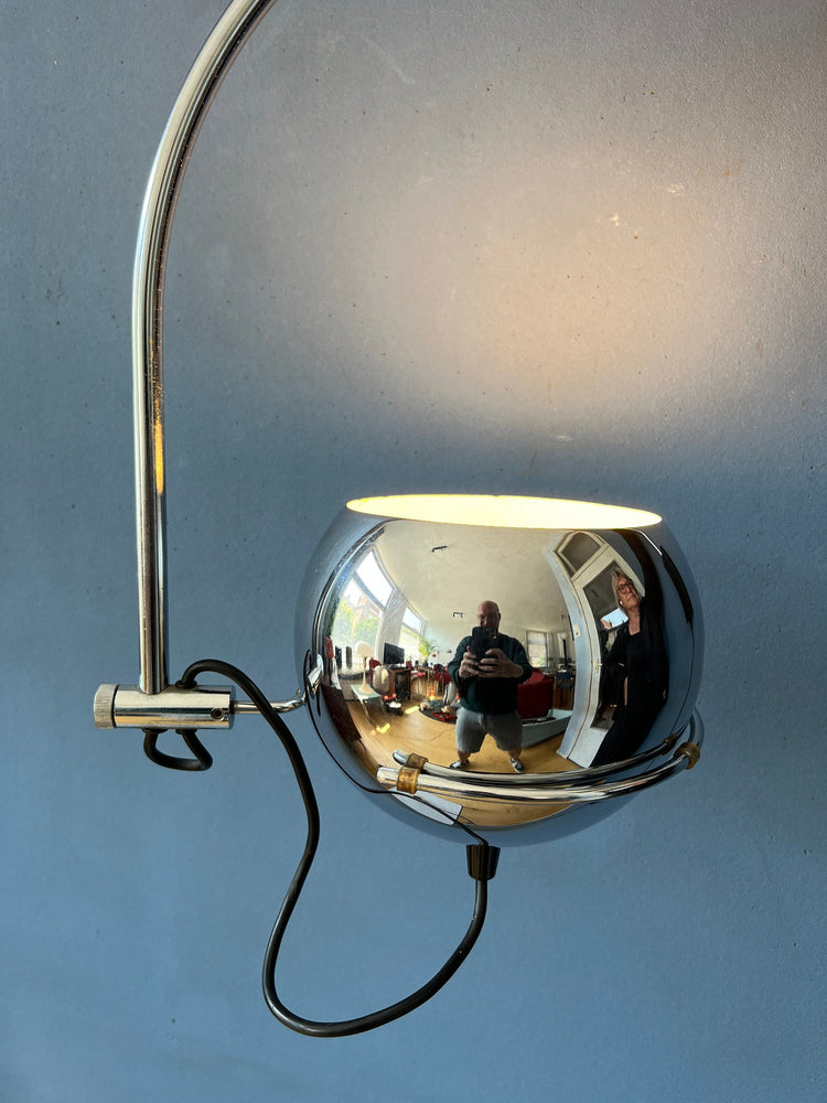 Chrome Eyeball Wall Lamp - Arc Wall Light - Mid Century Light Fixture - Space Age