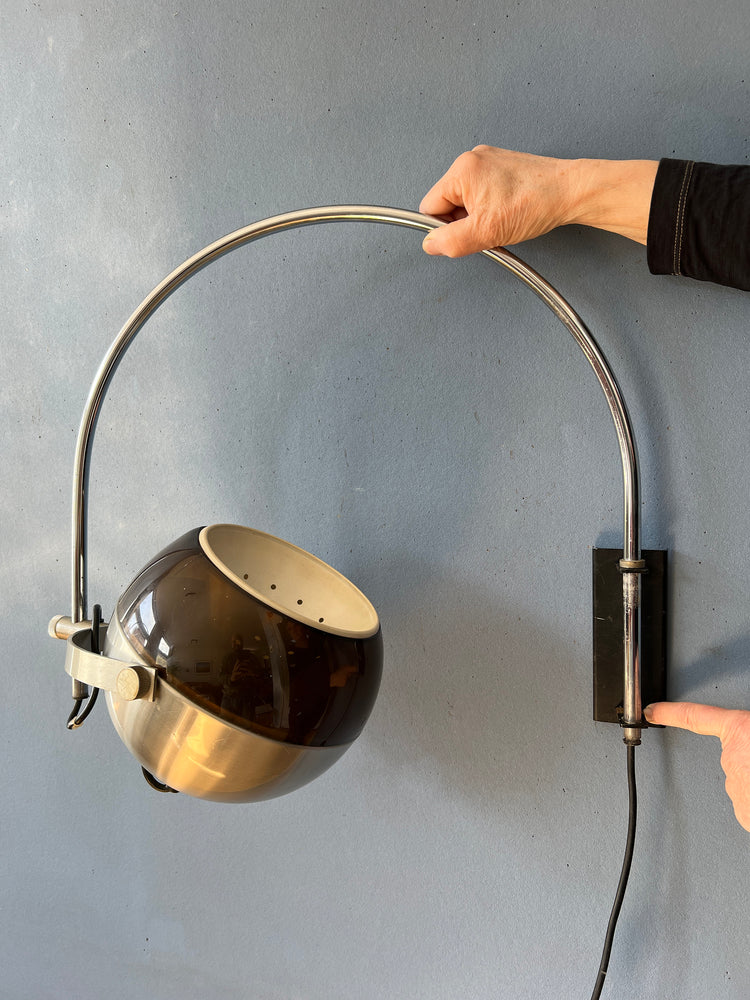 Vintage 70s Space Age Arc Wall Lamp 'Globe' by Dijkstra