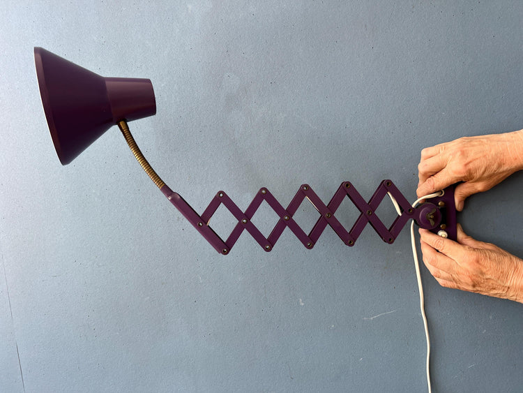 Purple Vintage Space Age Scissor Wall Lamp