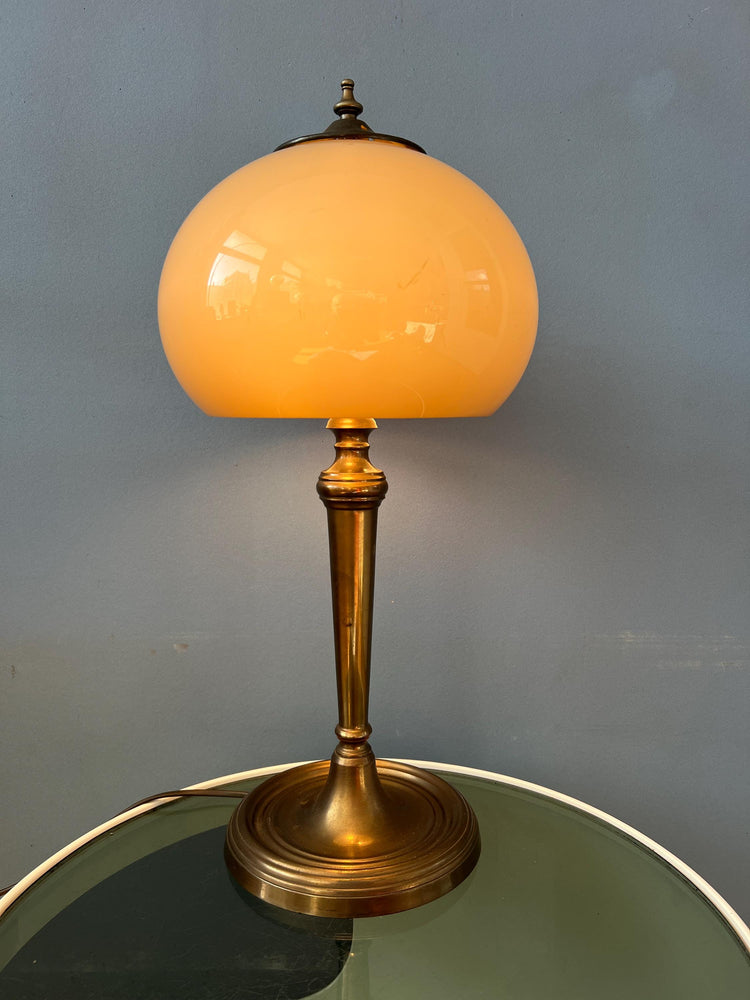 Vintage Mushroom Table Lamp with Brass Base