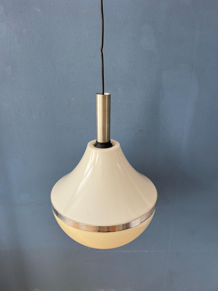 Vintage Beige Plexiglass Space Age Pendant Lamp