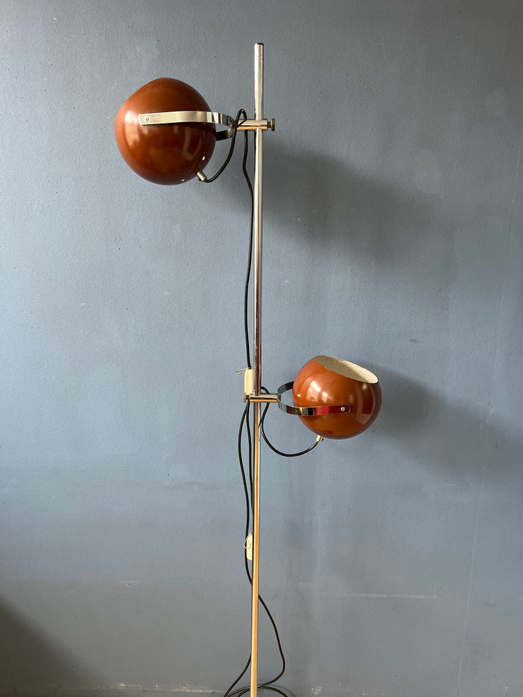 Brown Vintage Herda Eyeball Floor Lamp | Vintage Space Age Standing Light