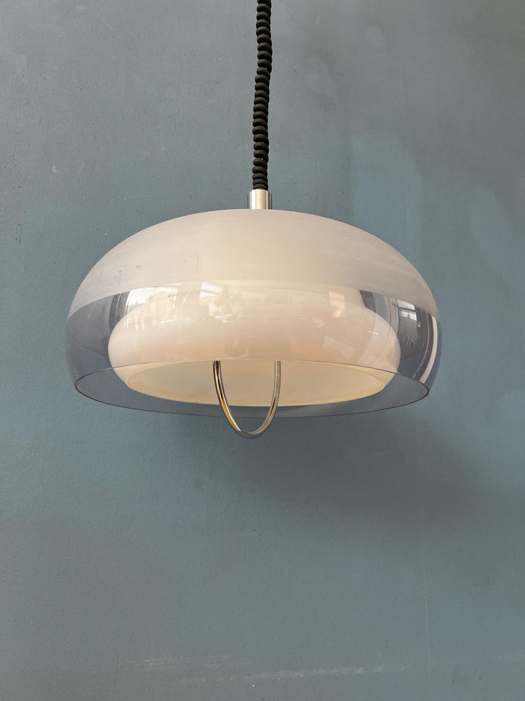 Mid Century Clear Acrylic Glass UFO Space Age Pendant Lamp