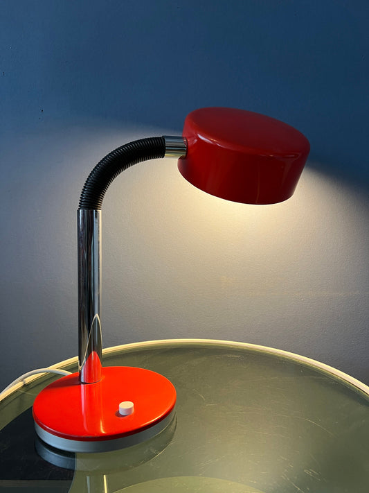 Red Adjustable Mid Century Cosack Table Lamp