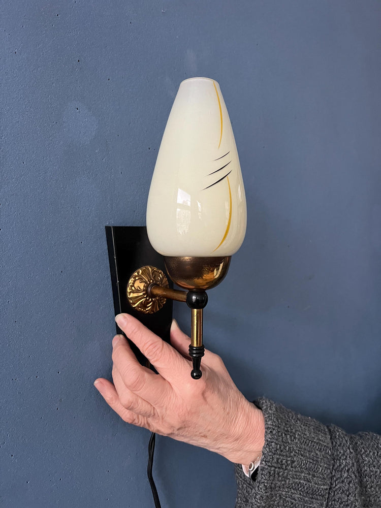 Vintage Mid Century Glass Wall Sconce