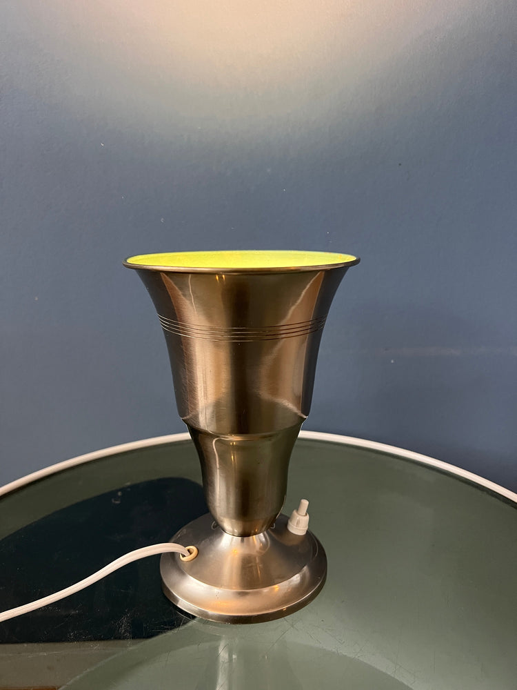 Metal Trumpet Uplighter 'Cup' Table Lamp in Silver Colour