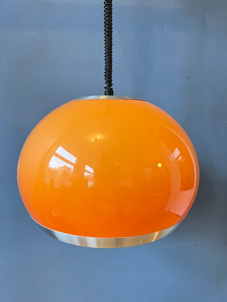 Vintage Orange Dijkstra Pendant Light / Mid Century Space Age Light Fixture