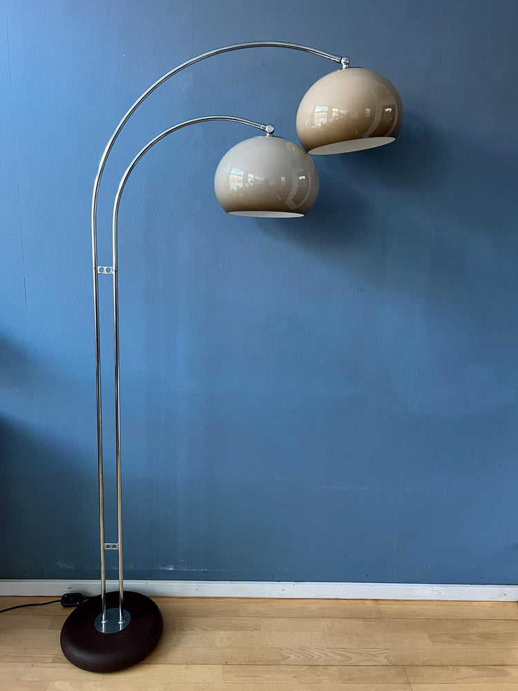 Chrome Space Age Dijkstra Double Arc Mushroom Floor Lamp