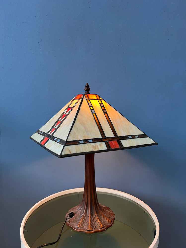 Colourful Tiffany Stained Glass Table Lamp Art Deco Style