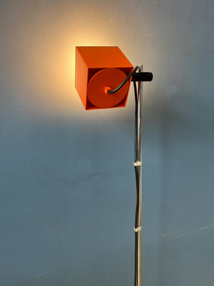 Small Vintage Orange Philips Space Age 'Cube' Floor Lamp
