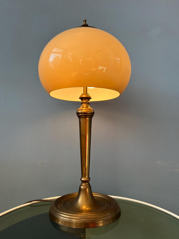 Vintage Mushroom Table Lamp with Brass Base