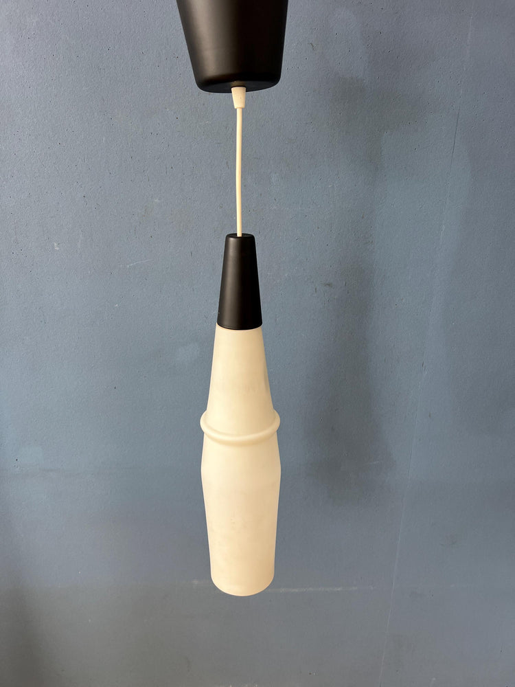 Long Mid Century Opaline Glass Pendant Lamp