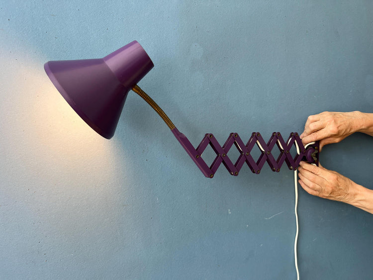 Purple Vintage Space Age Scissor Wall Lamp