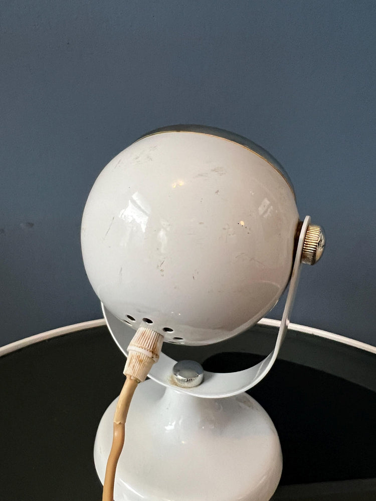 Mid Century Small White Space Age Eyeball Table Lamp