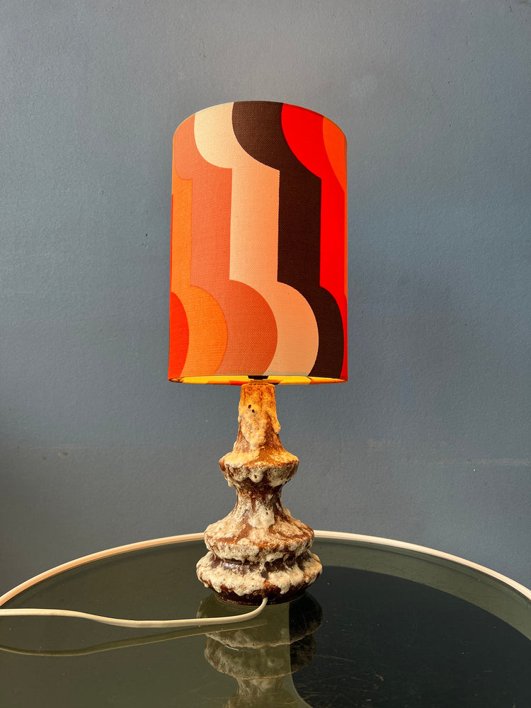 Orange Ceramic West Germany Fat Lava Space Age Table Lamp