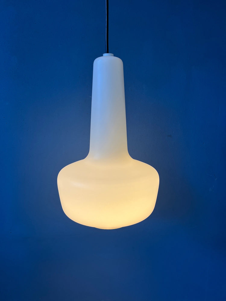 Fog & Mørup White Kreta Pendant Lamp / Holmegaard Mid Century Glass Light Fixture