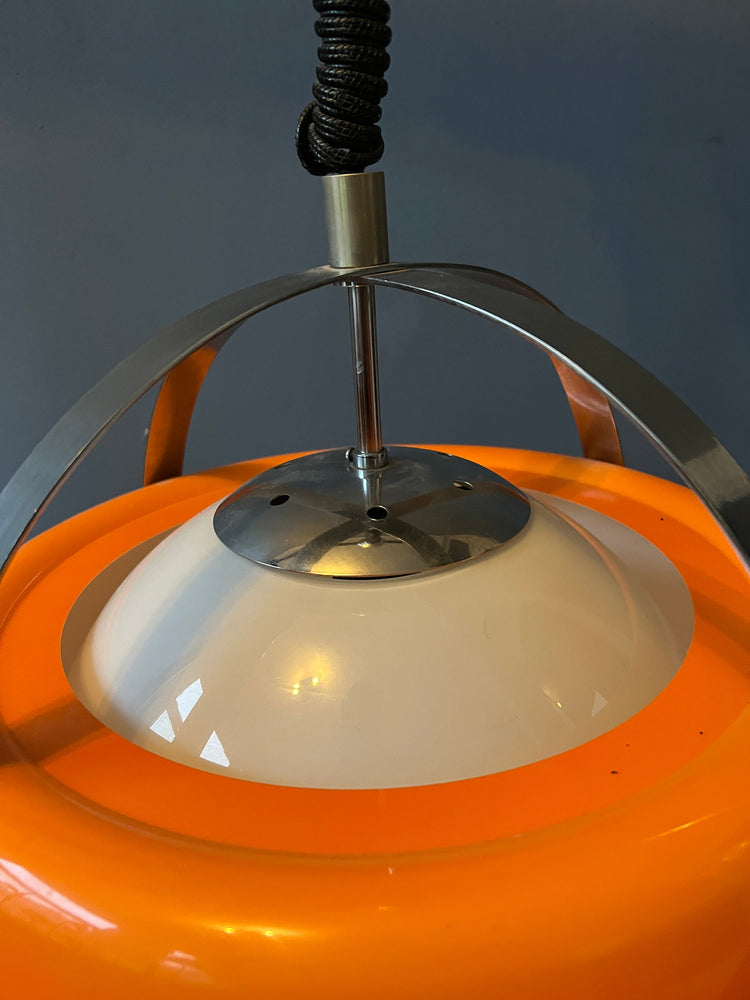 Vintage Orange Tronconi Pendant Lamp / Space Age Light Fixture