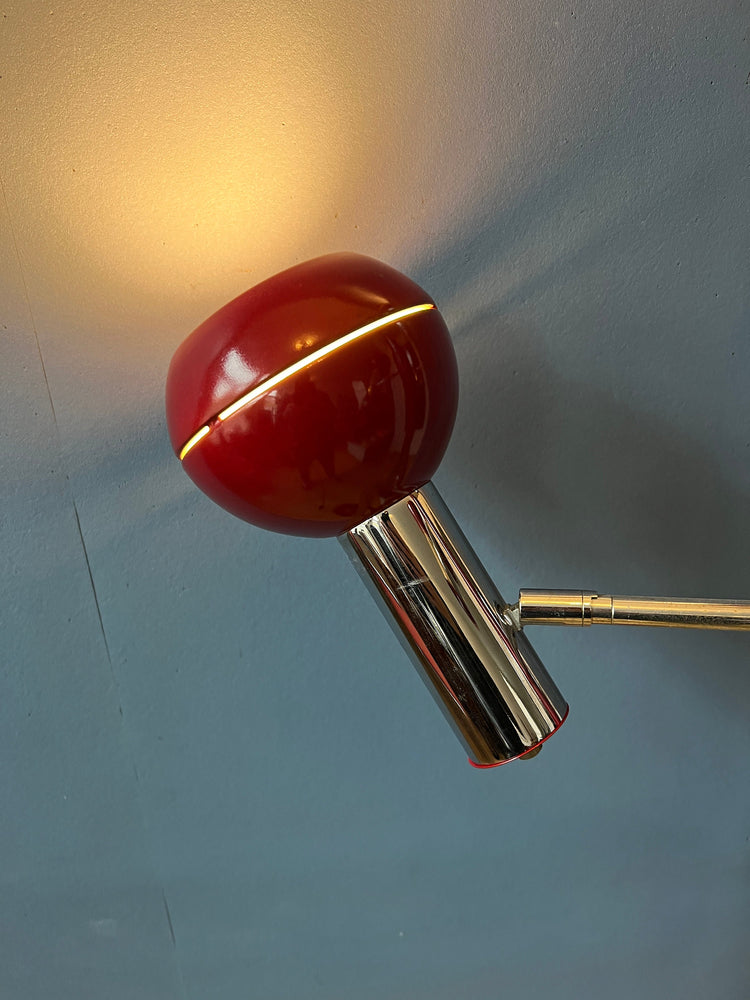 Vintage Wilko Eyeball Floor Lamp in Bordeaux Red | Space Age Lamp