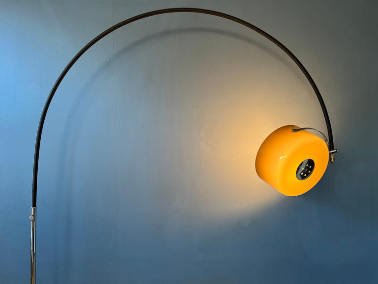 Vintage GEPO Arc Space Age Floor Lamp with Beige 'Bucket' Shade