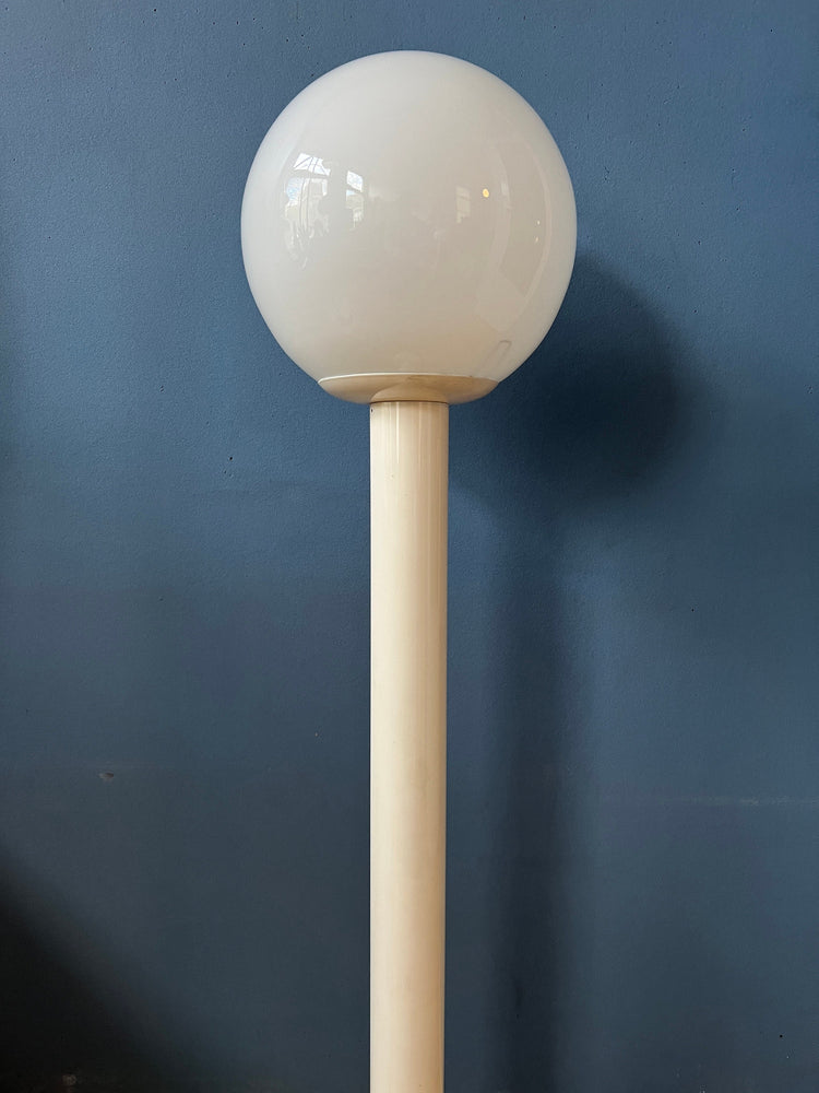 Space Age Woja Holland Floor Lamp with Glass Shade | Vintage 60s Lighting | White Retro Light