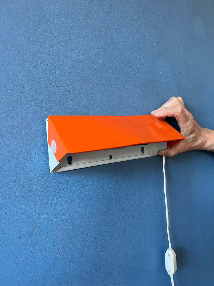 Small Mid Century Red/Orange Wall Lamp by Anvia / Bedside Light
