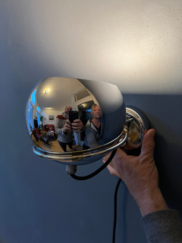 Vintage Chrome GEPO Eyeball Wall Lamp | Space Age Lamp