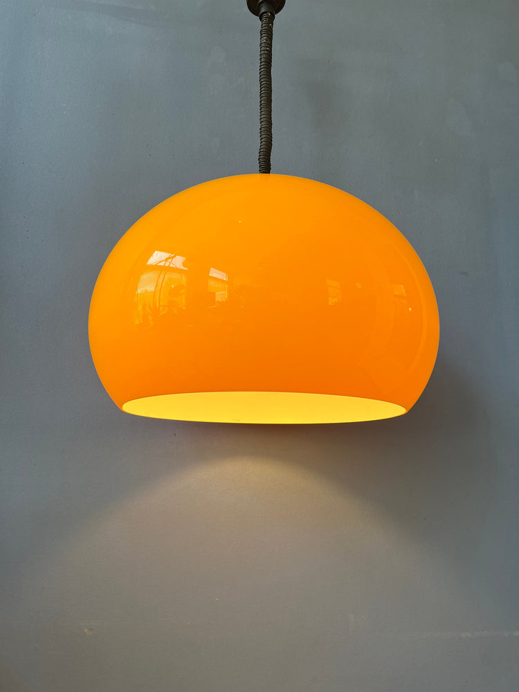 Large Yellow Harvey Guzzini Pendant Light / Space Age Lamp / Mid Century Modern Lighting