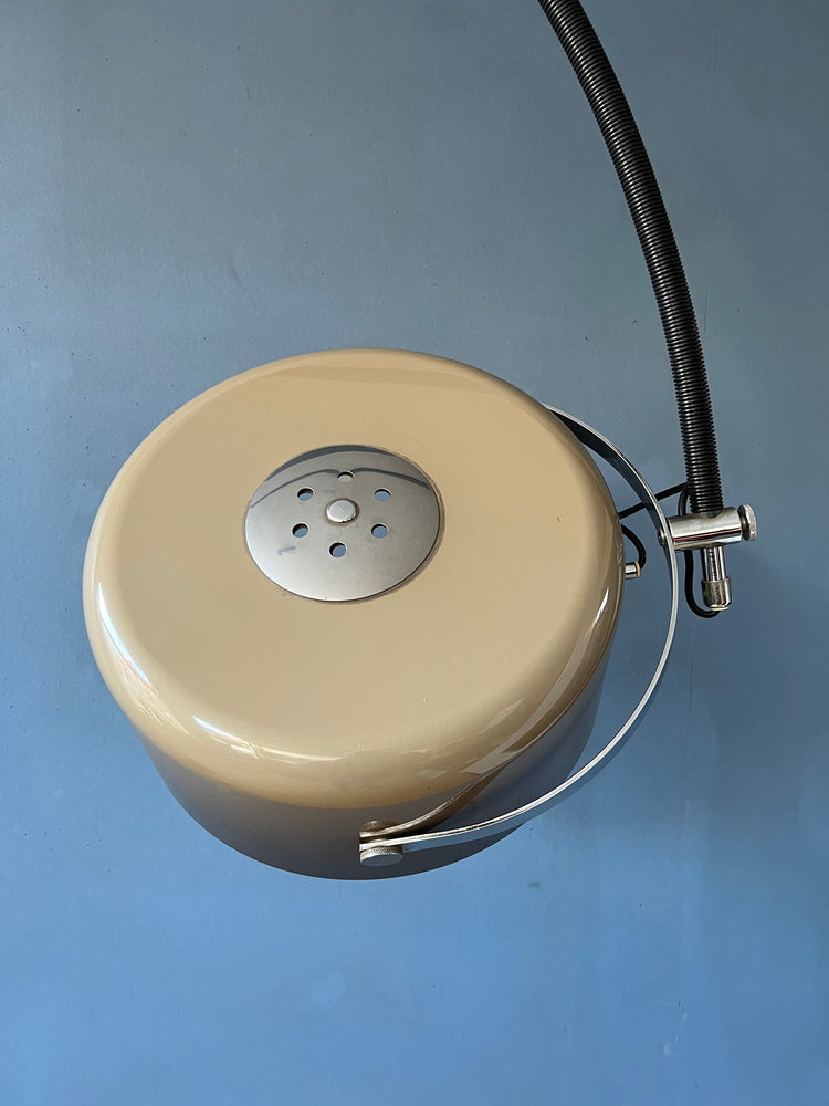 Vintage GEPO Arc Space Age Floor Lamp with Beige 'Bucket' Shade