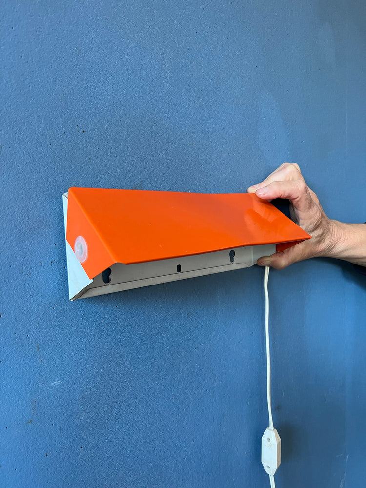 Small Mid Century Red/Orange Wall Lamp by Anvia / Bedside Light