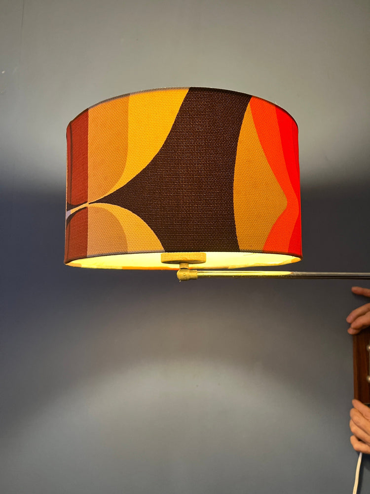Space Age Swing-Arm Wall Lamp with Orange Flower Shade