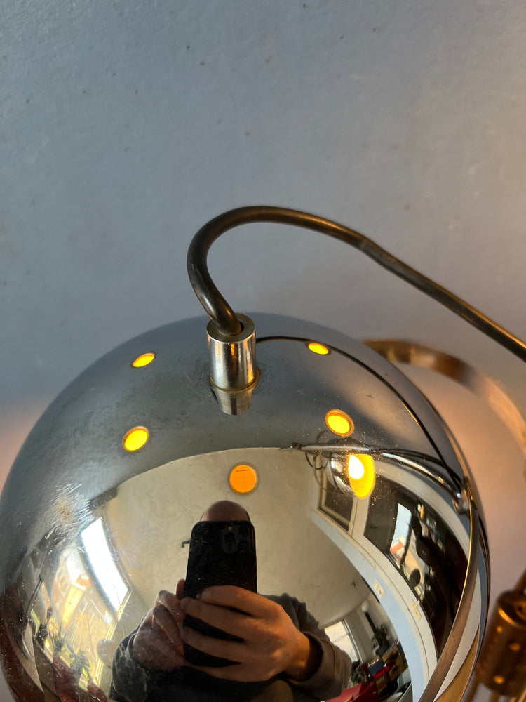 Mid-Century Chrome Herda Eyeball Floor Lamp | Space Age Light | Retro 70s Lighting