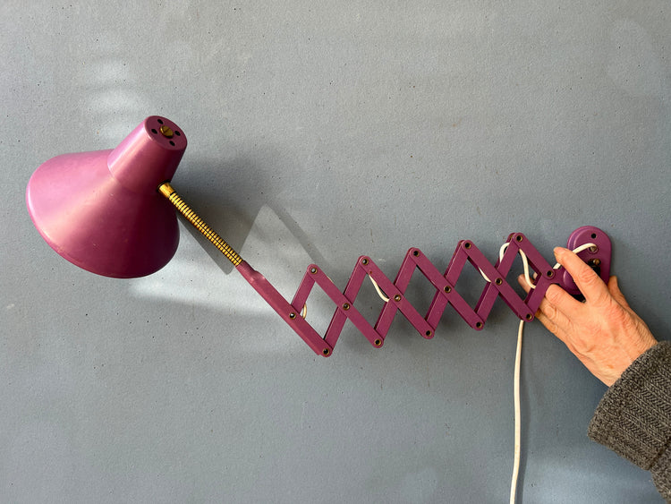 Purple Vintage Space Age Scissor Wall Lamp