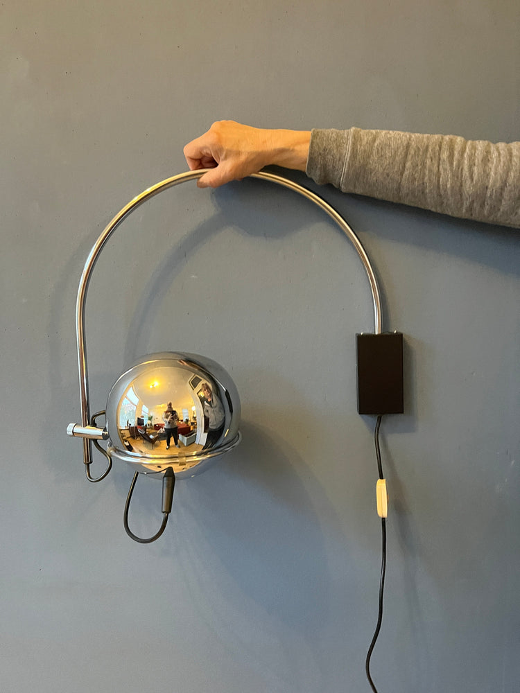 Chrome GEPO Space Age Eyeball Arc Wall Lamp