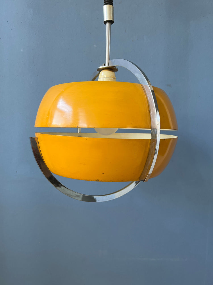 Mid Century Space Age Pendant Light in Yellow by Anvia | Vintage Ceiling Lamp | 70s Retro Lighting