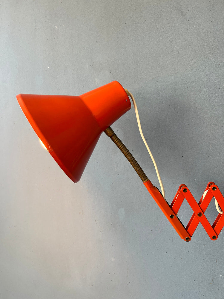 Mid Century Red Vintage Scissor Wall Lamp