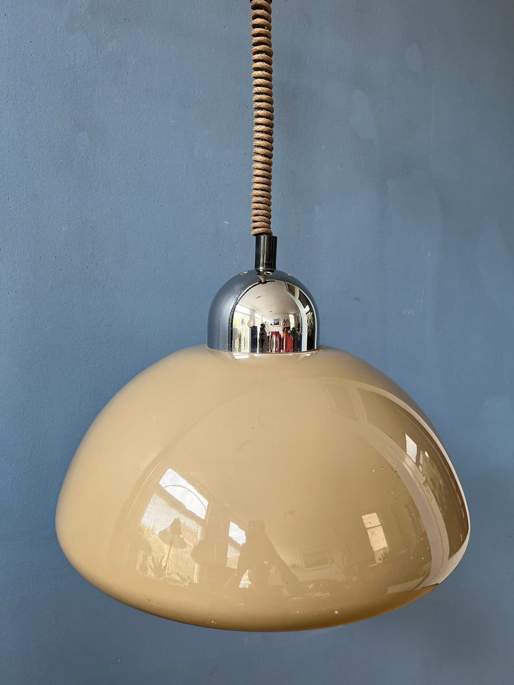 Space Age Dijkstra Pendant Light / Beige Vintage Lamp / Mid Century Ceiling Lighting