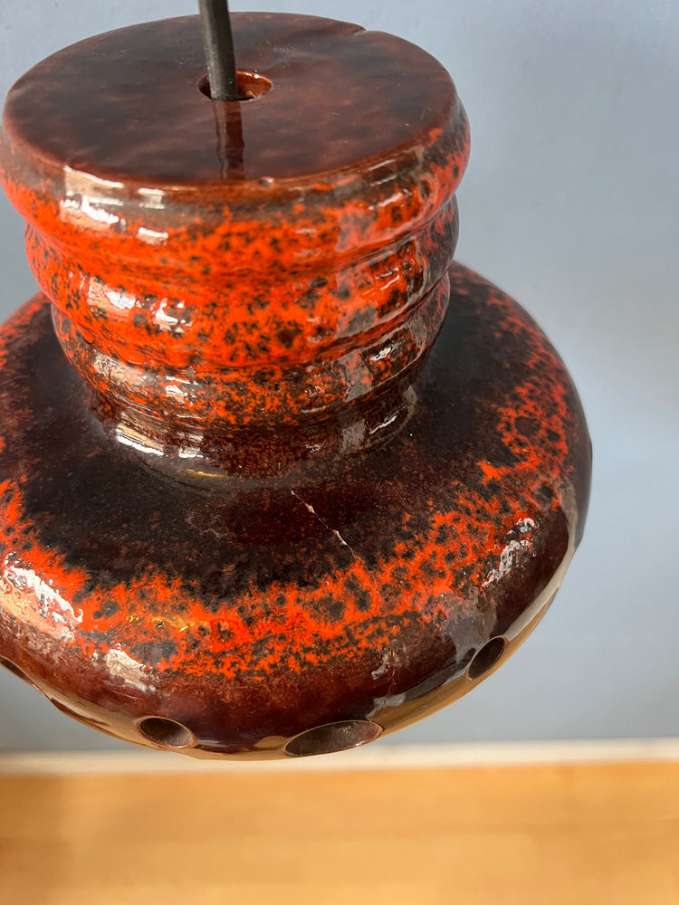 Red Mid Century West Germany Ceramic Pendant Lamp