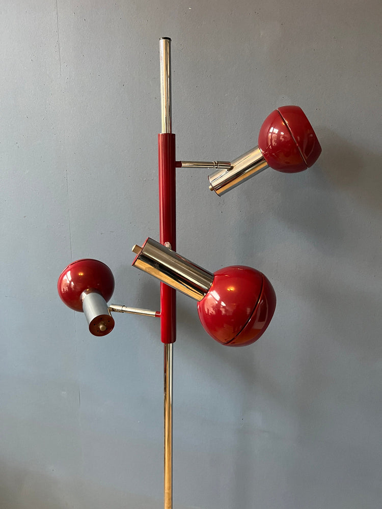 Vintage Wilko Eyeball Floor Lamp in Bordeaux Red | Space Age Lamp