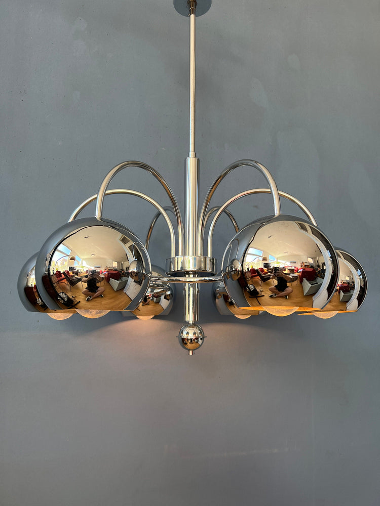 Vintage Sputnik Space Age Chandelier Pendant Lamp | Mid Century 70s Chrome Light Fixture